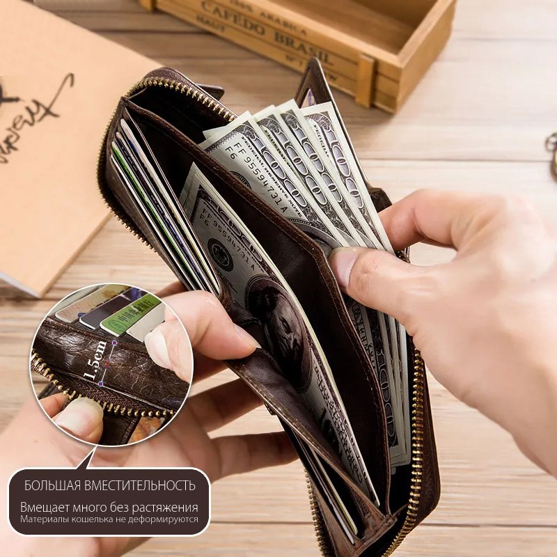 Кожаный мужской кошелек, Мужской бумажник их натуральной кожи